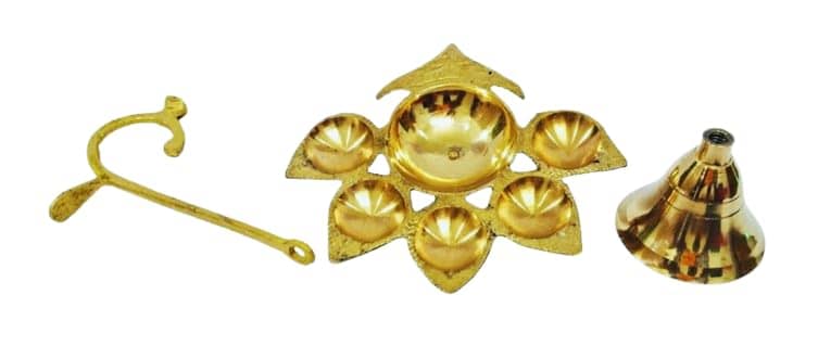 Brass Panchmukhi Diya Small
