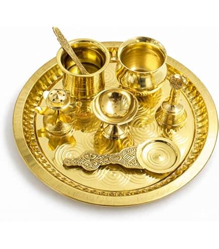 Brass Thali For Pooja Set