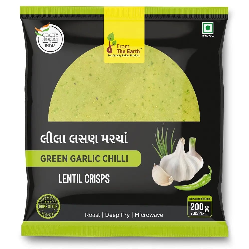 From The Earth Papad Green Garlic 200g - Snacks