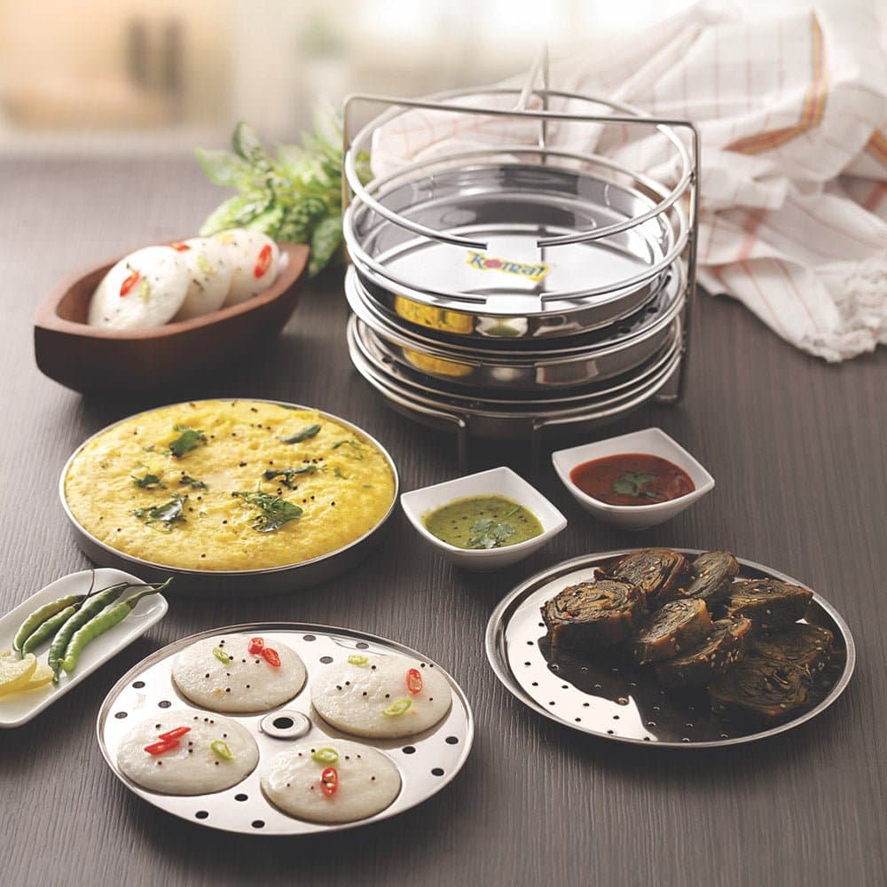 Komal Stainless Steel Multi Stand 3 Plate - KitchenReligious