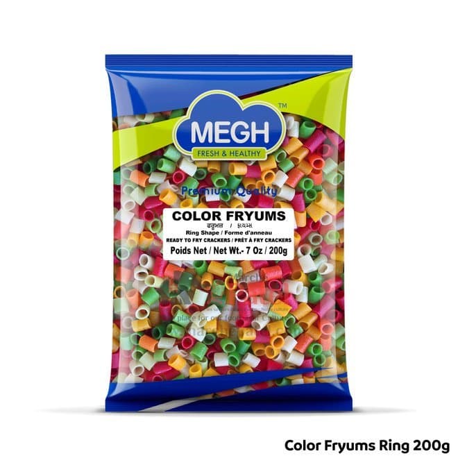 Megh Fryums Mix Color Ring 200g - Snacks