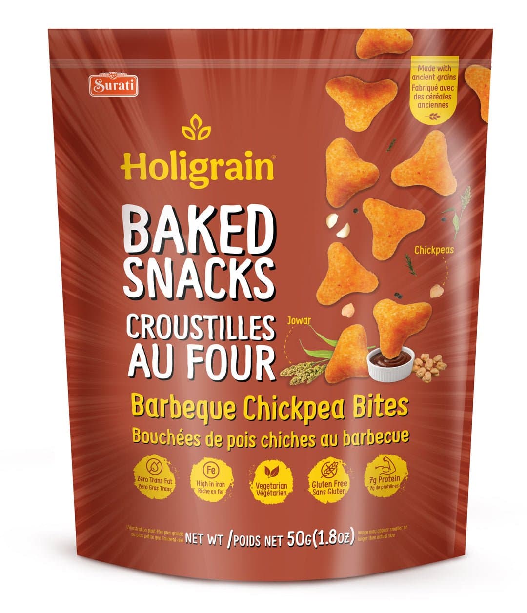 Surti Holigrain BBQ Chickpea Bite 50g - Snacks