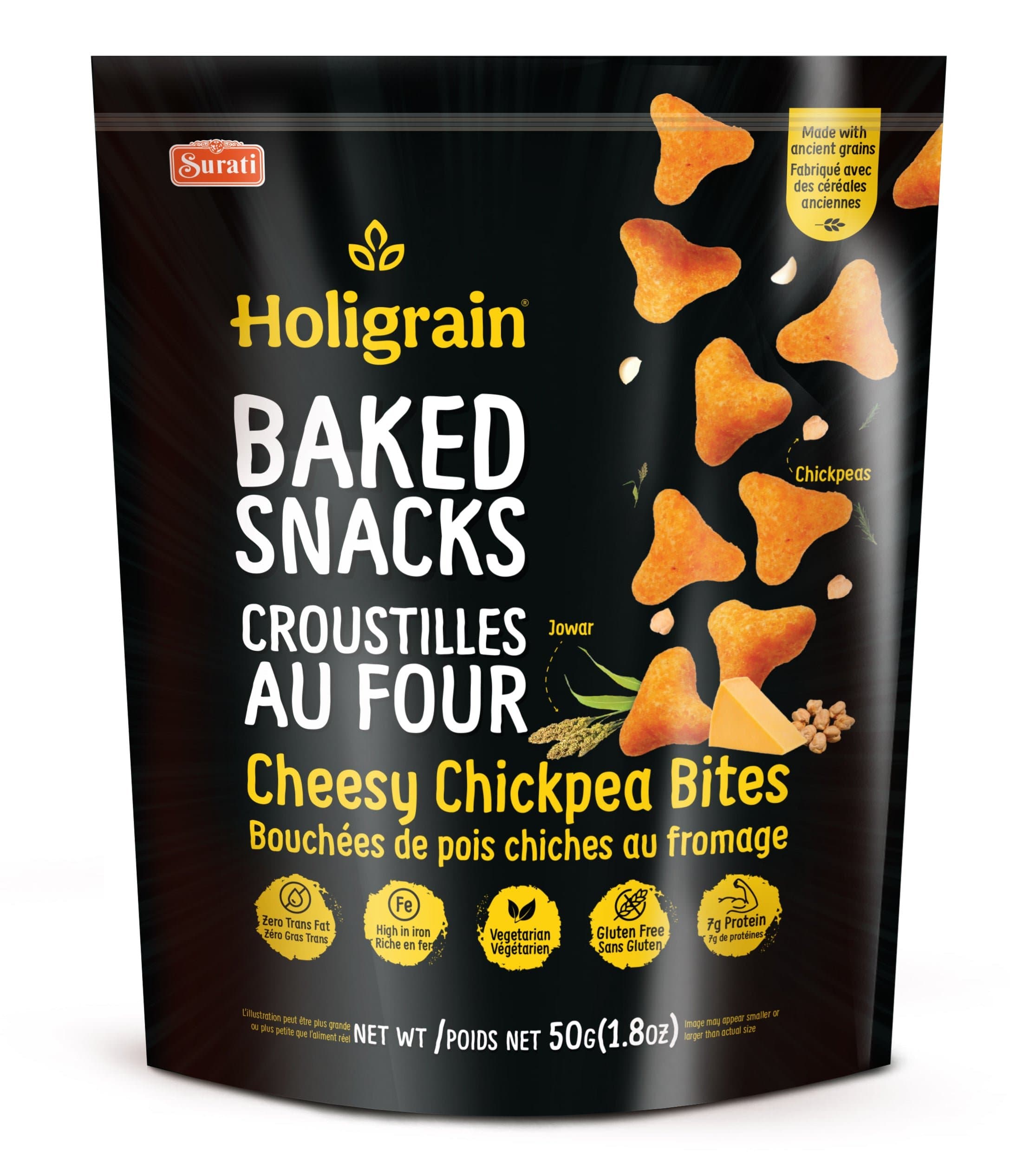 Surti Holigrain Cheesy Chickpea Bite 50g - Snacks