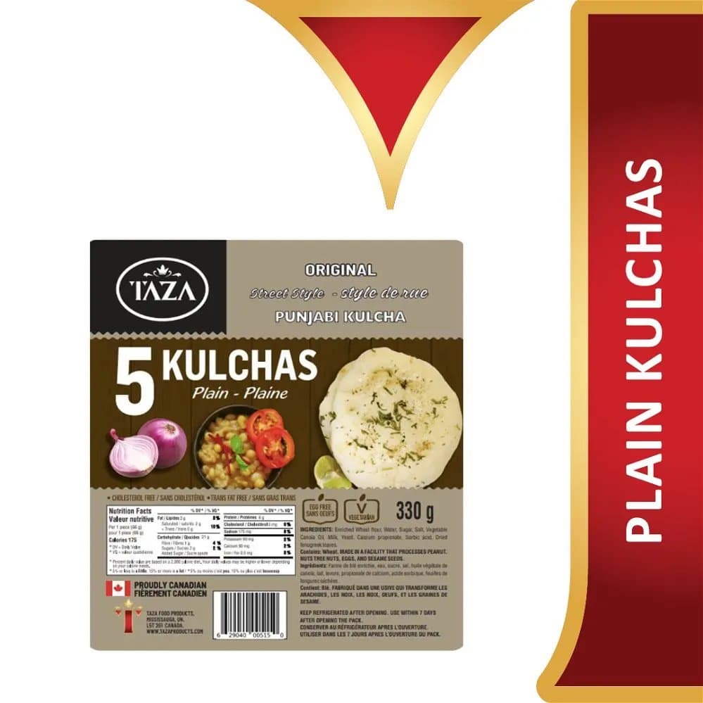 TAZA Plain Kulcha 5pcs - Frozen Foods