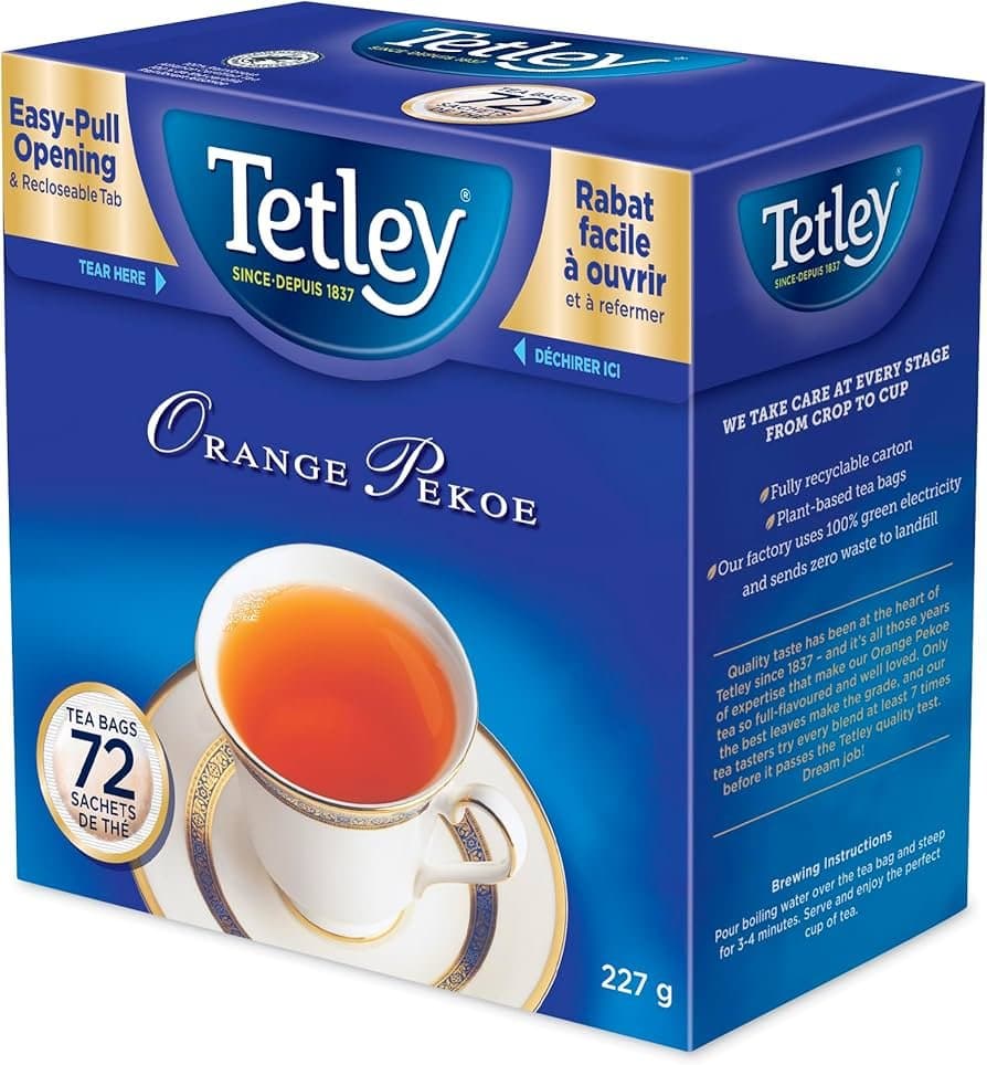 Tetley Orange Tea Bags 72 Bags 227g - Beverages
