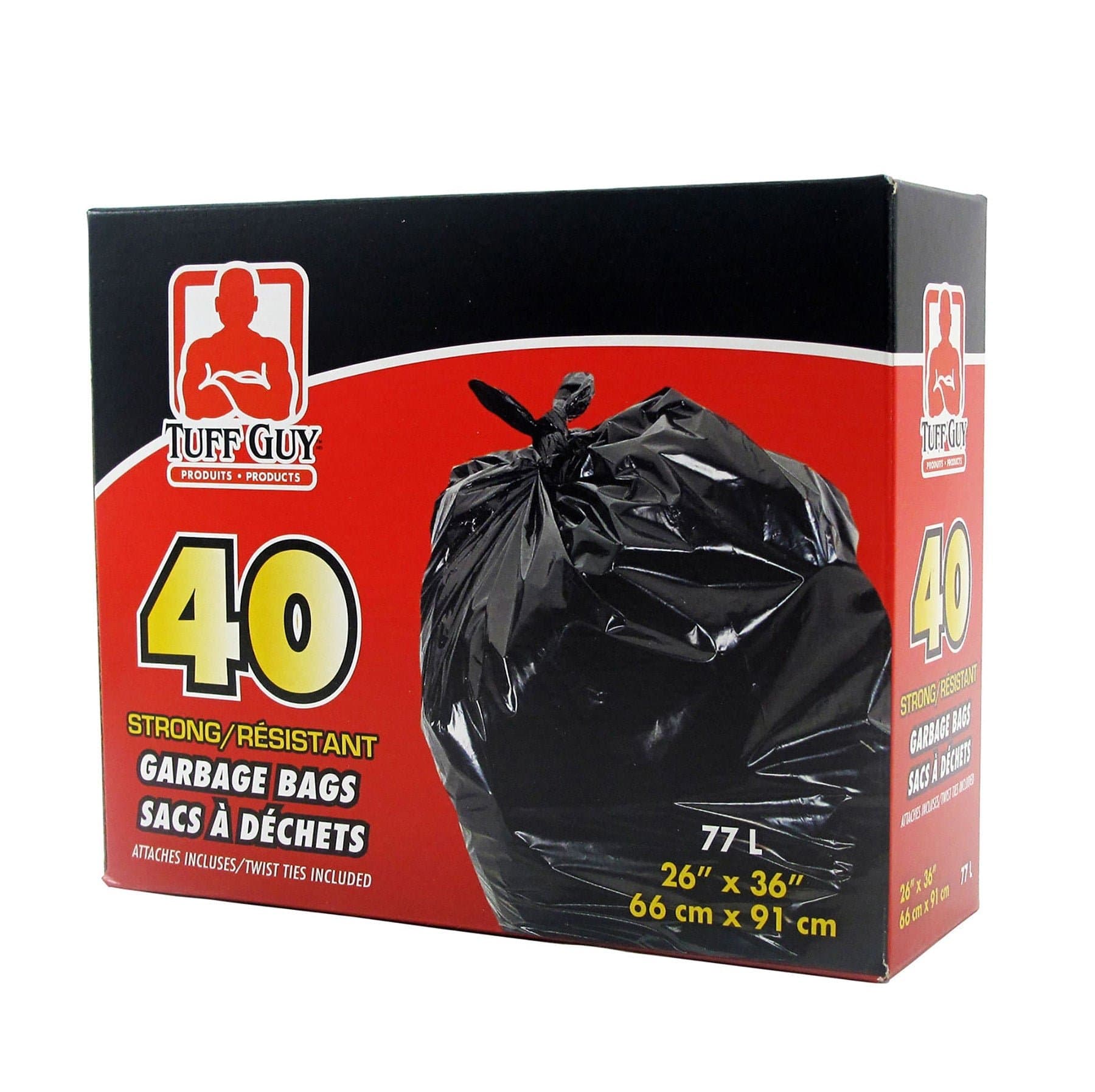 Tuffguy Black Garbage Bags 40pcs 26x36 - Household
