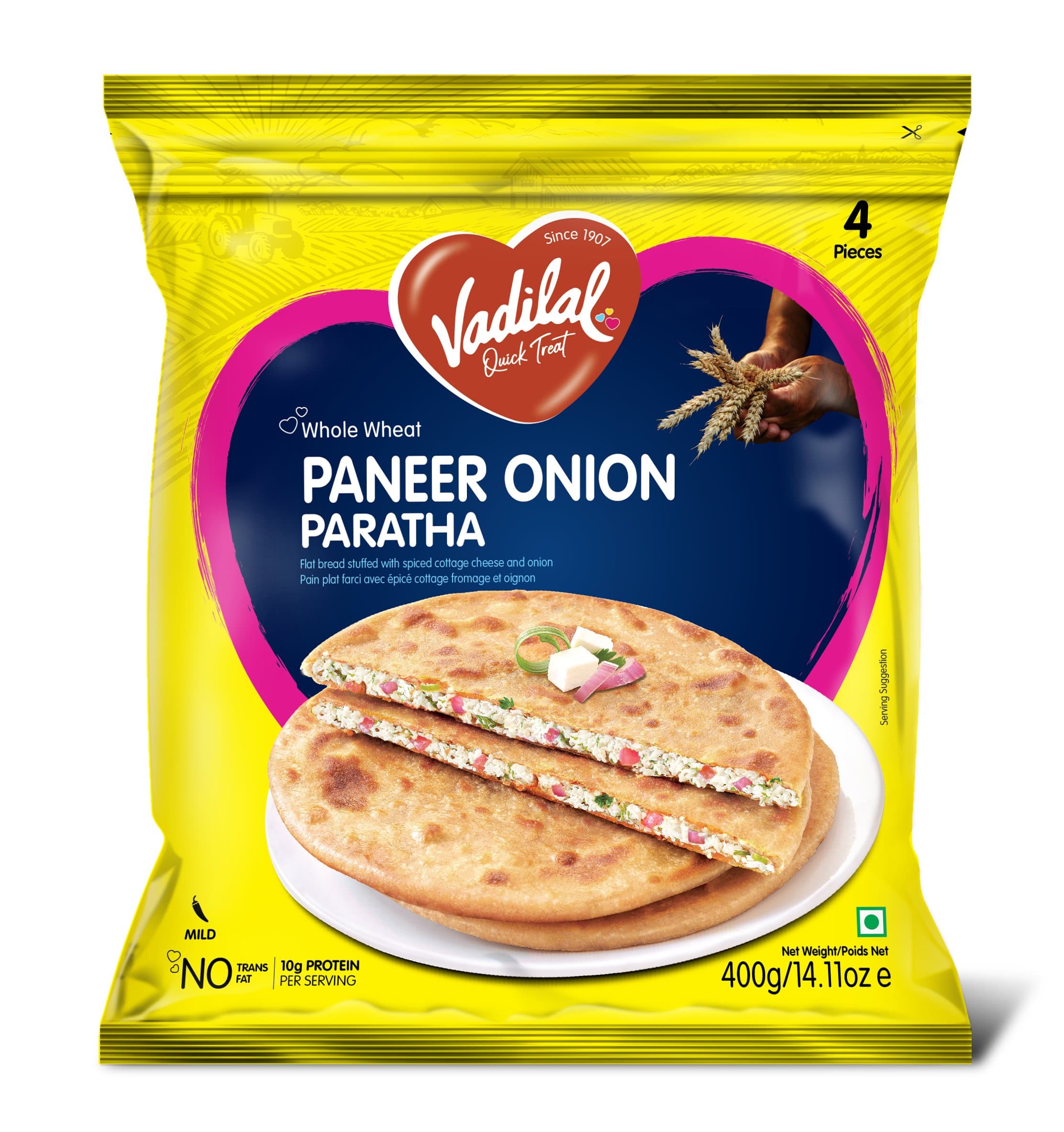 Vadilal Paneer Onion Paratha 400g - Frozen