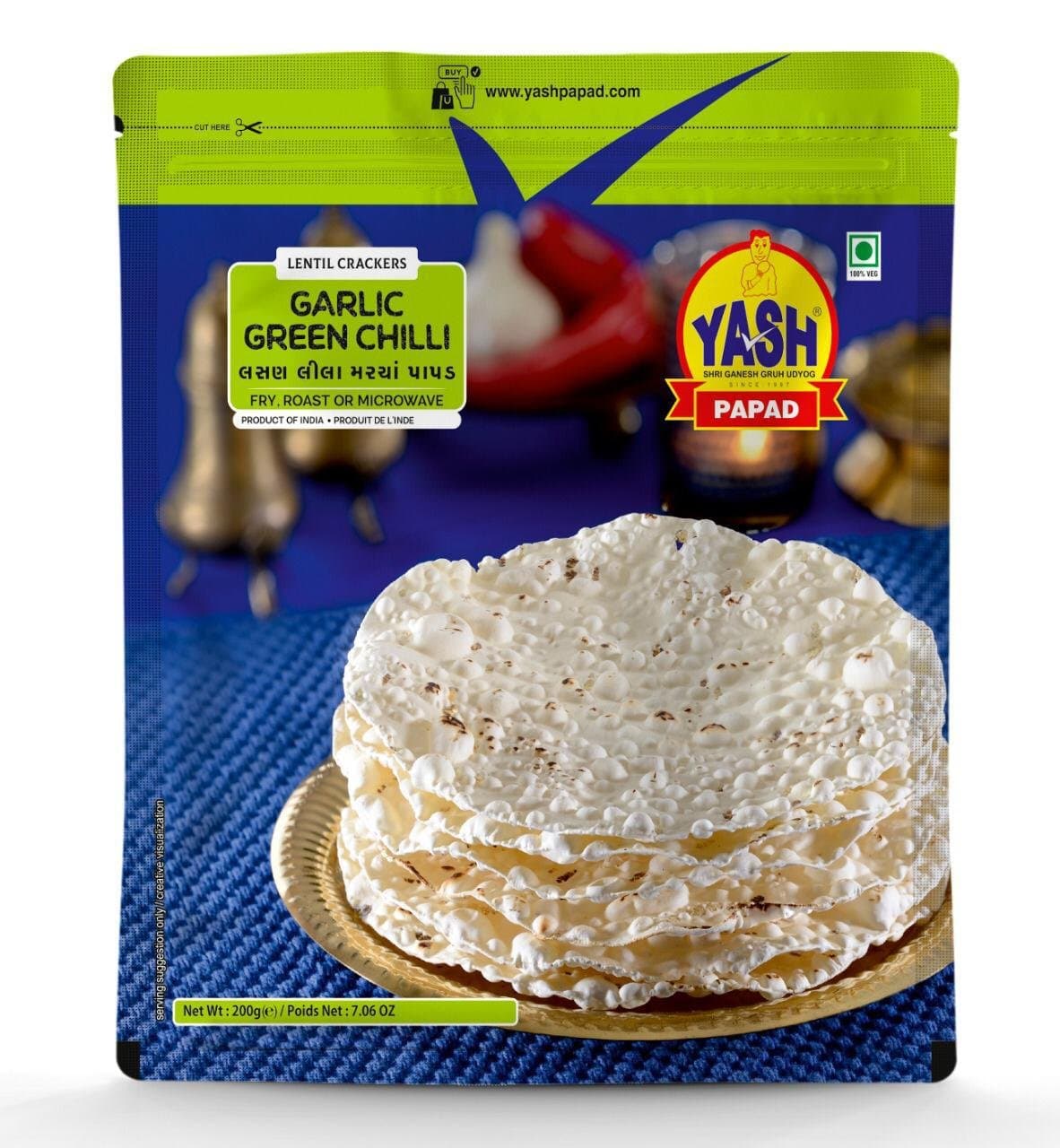 Yash Garlic Papad 200g - Snacks