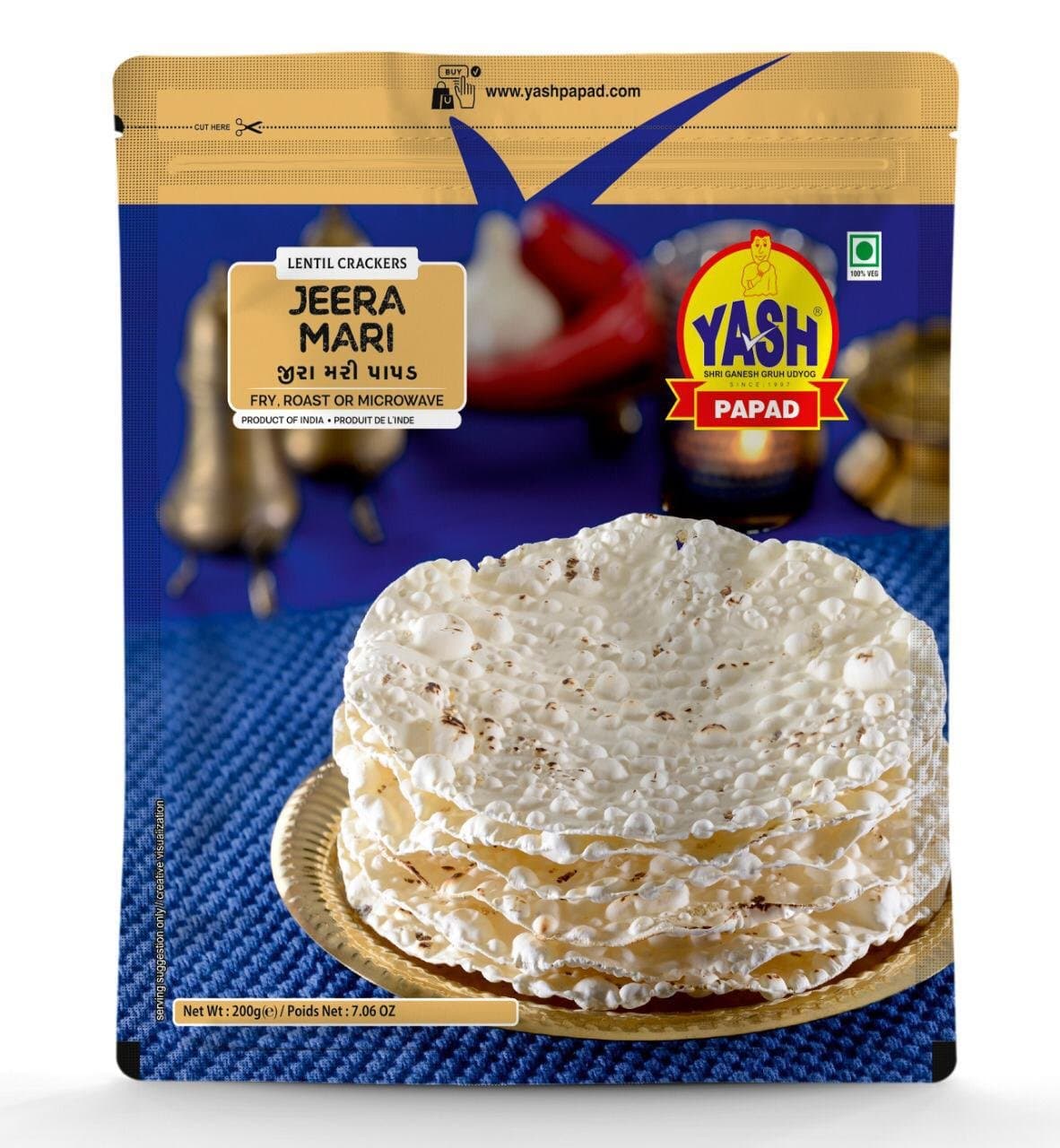 Yash Jeera Papad 200g - Snacks