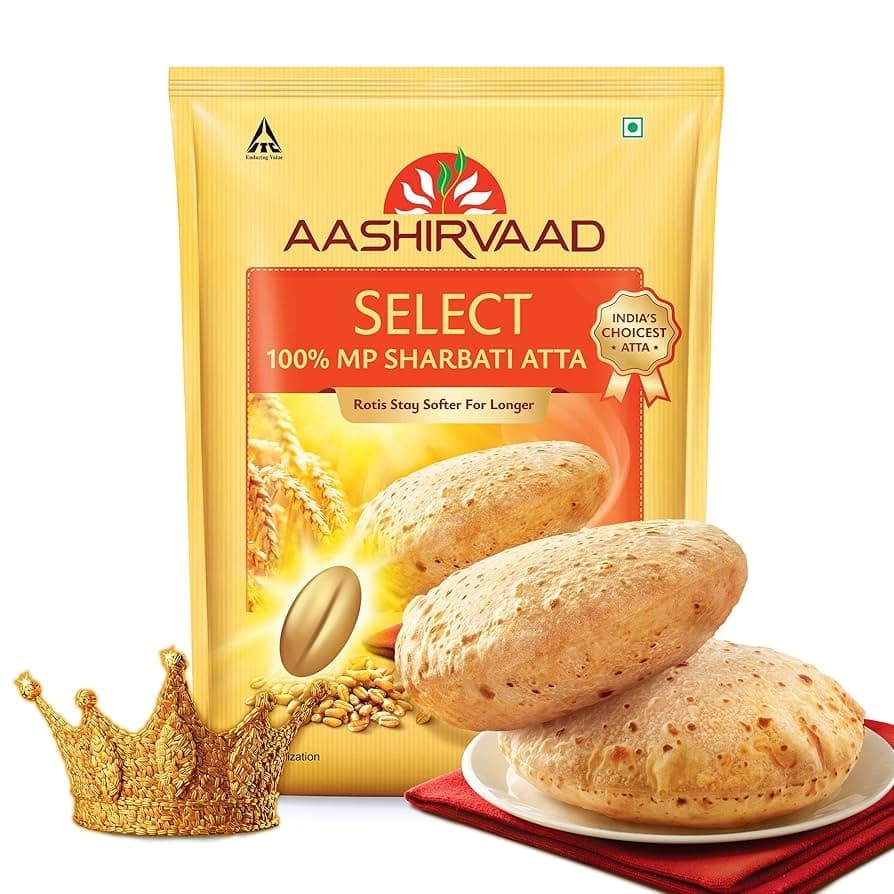 Aashirvaad Select Sharbati Atta 5kg - Flour & Grains
