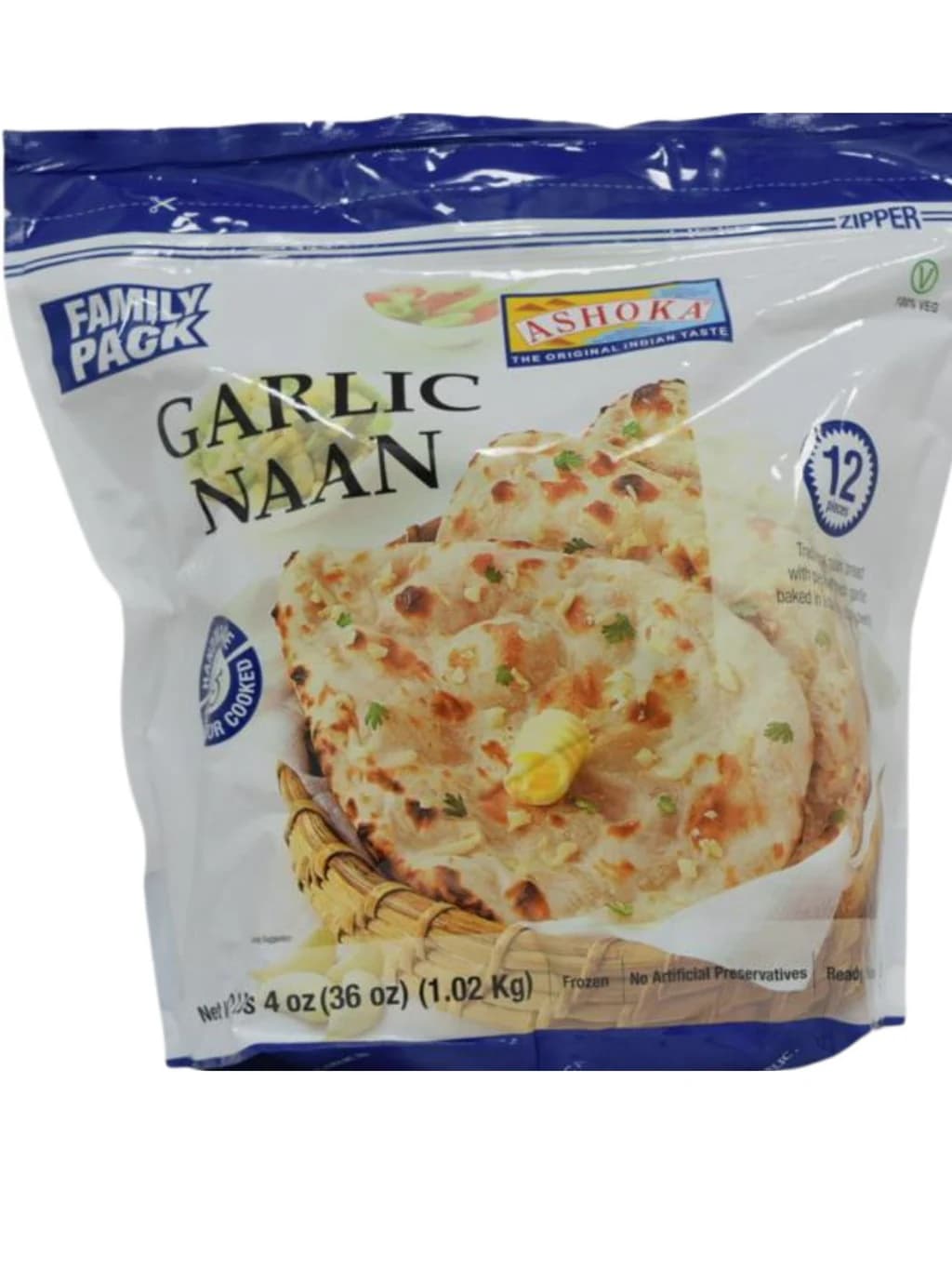 Ashoka Garlic Naan Family Pack 1kg - Frozen