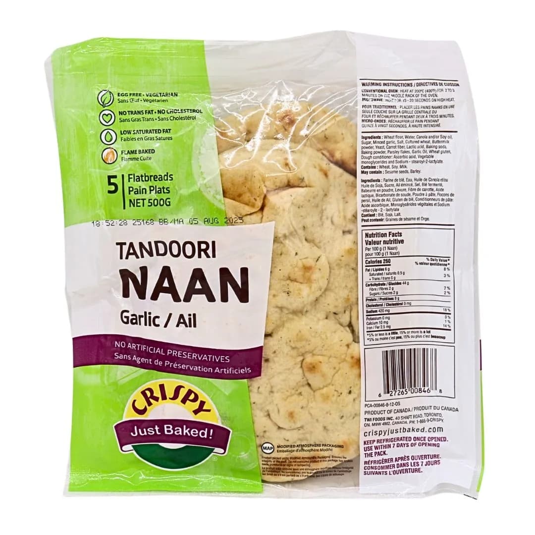 Crispy Garlic Naan 500g - Bakery & Bread