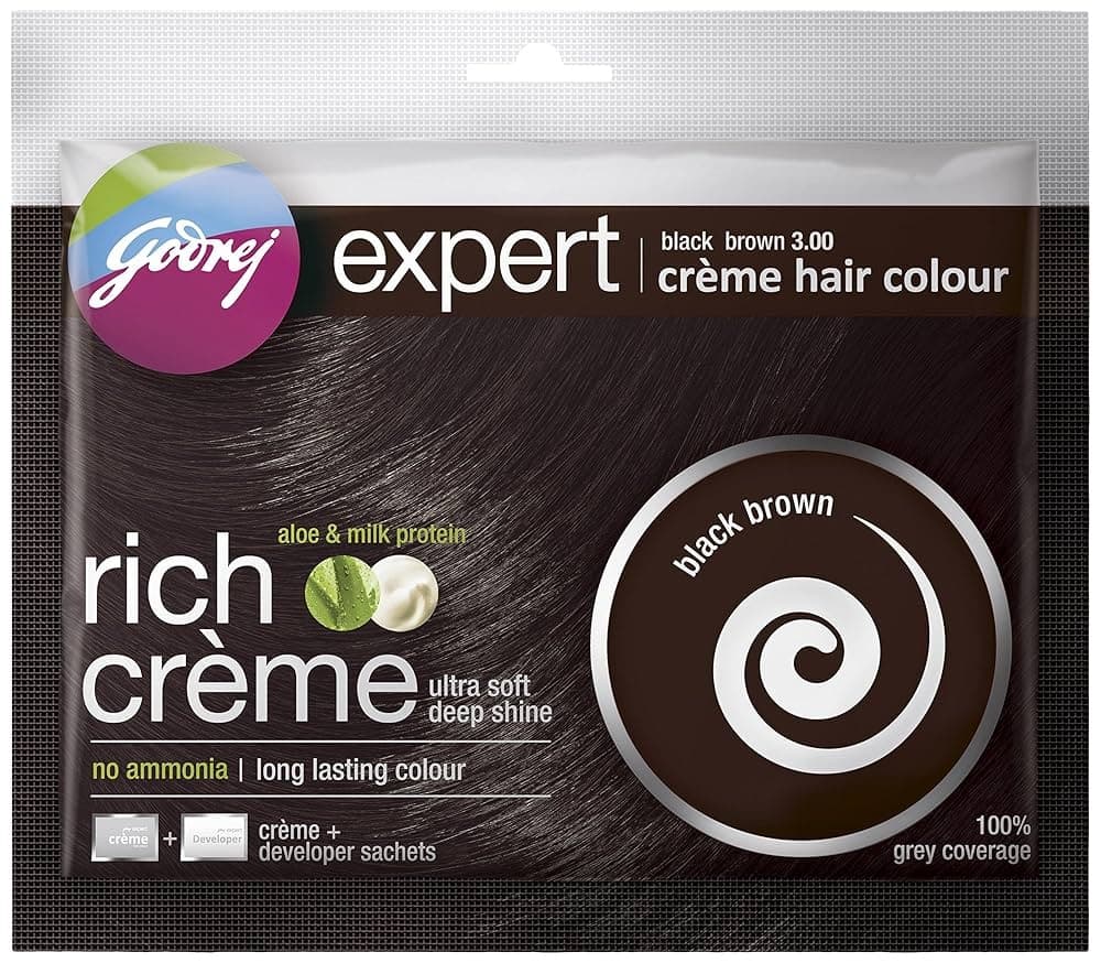 Godrej Expert Rich Creme Hair Colour Black Brown 20g + 20ml - Health & Personal Care