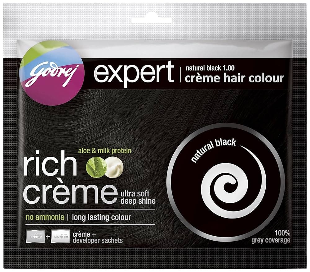Godrej Expert Rich Crème Hair Colour Natural Black 20g + 20ml - Health & Care