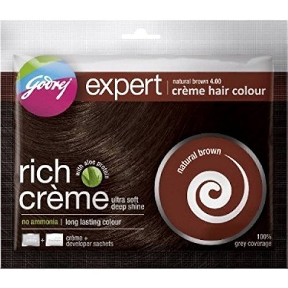 Godrej Expert Rich Creme Hair Colour Natural Brown 20g & 20ml - Health & Care
