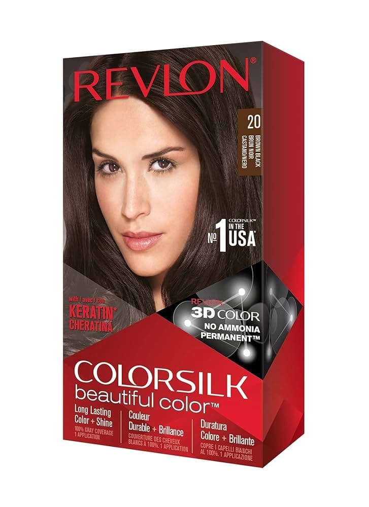 Revlon ColorSilk Hair Color 20 Brown Black - Health & Care