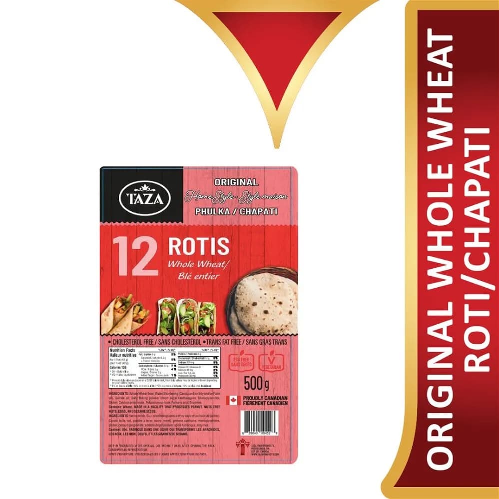 Taza Homestyle Whole Wheat 12 Rotis - Bakery & Bread