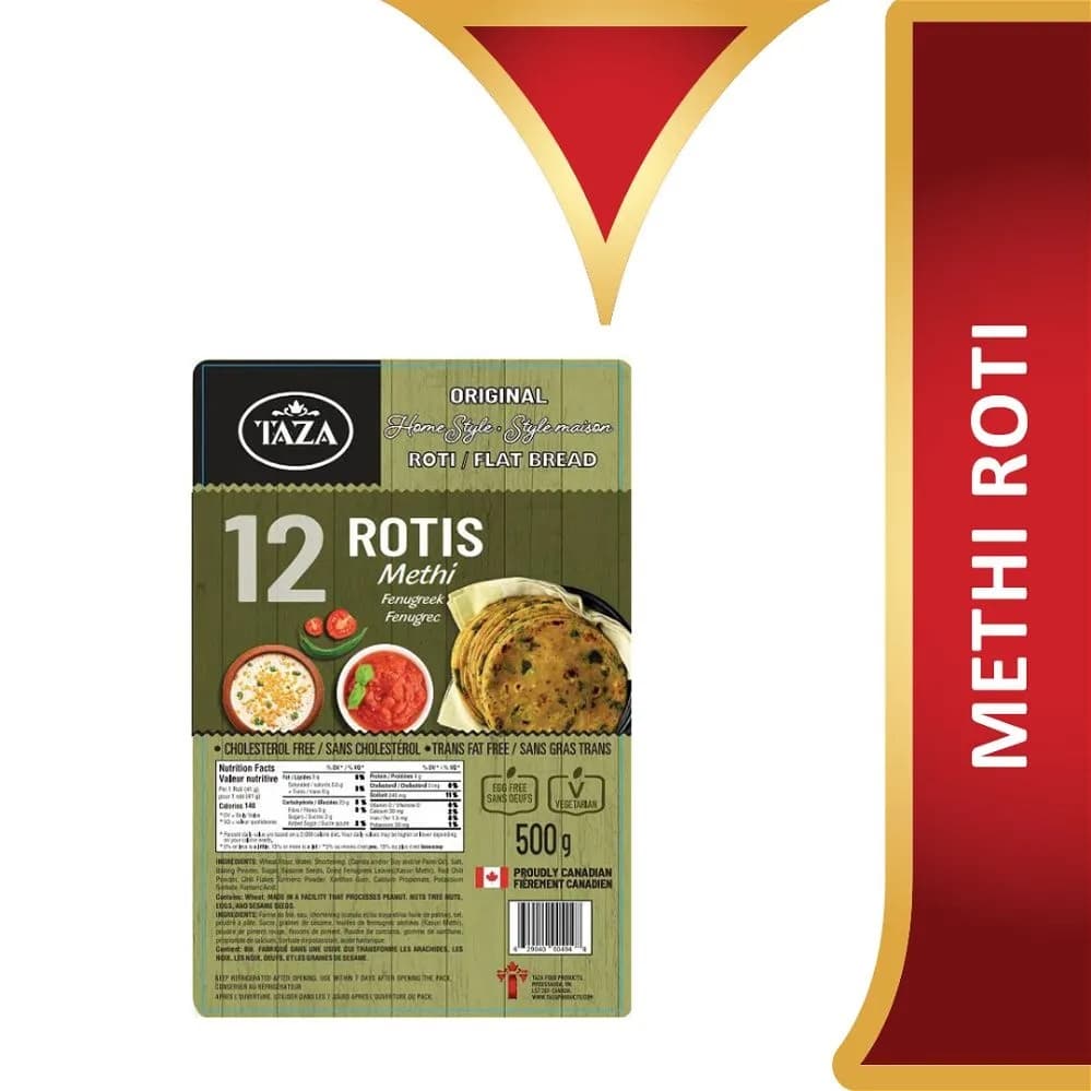 Taza Methi Rotis 12pcs - Bakery & Bread
