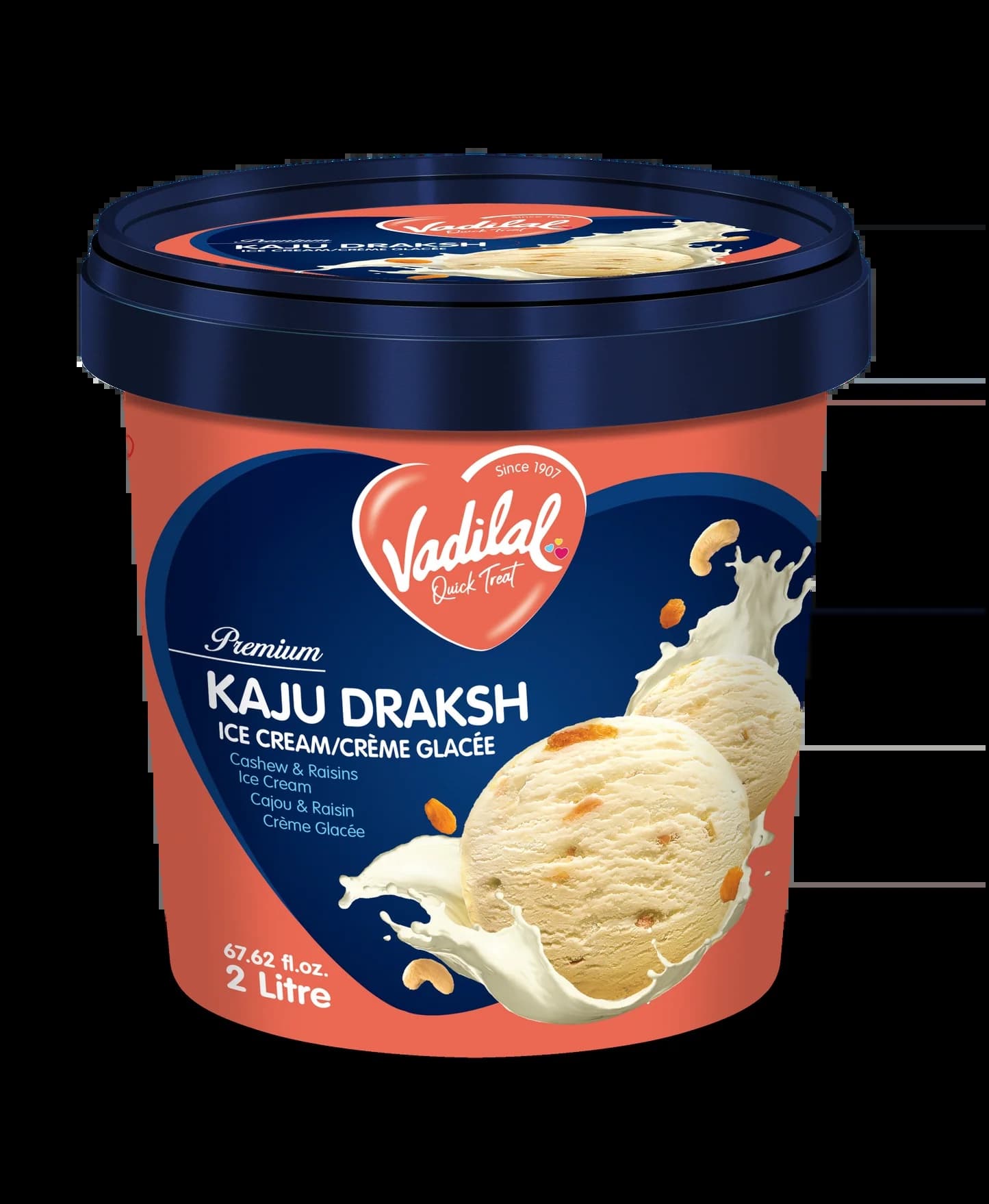 Vadilal Kaju Draksh Ice Cream 2L - Snacks
