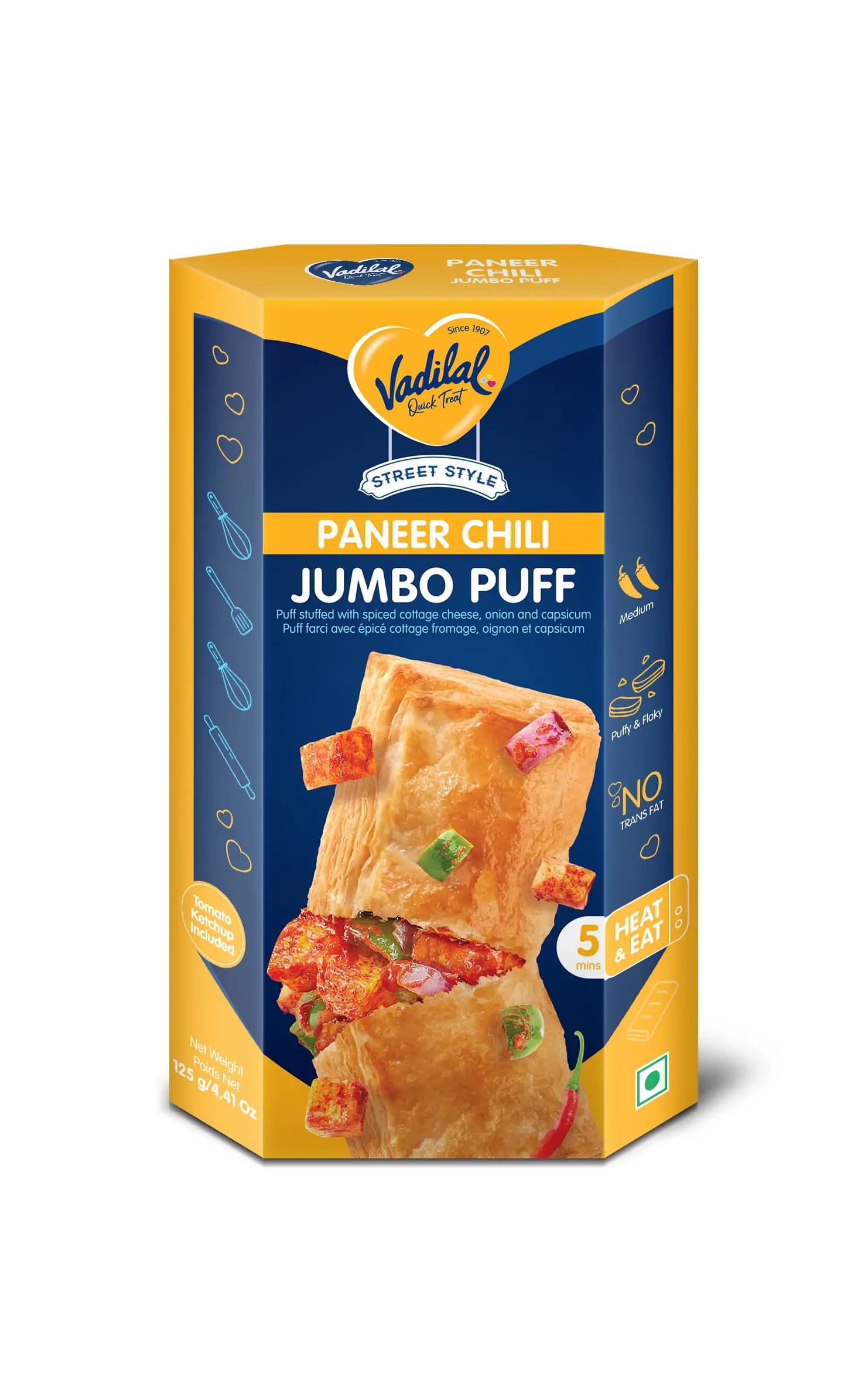 Vadilal Paneer Chili Puff 1pcs - Frozen