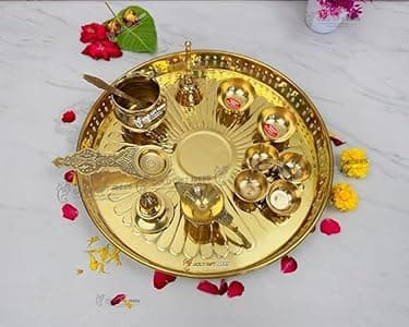 Brass Pooja Thali Set - KitchenReligious
