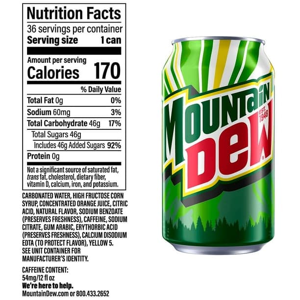 Mountain Dew Zero Sugar Soft Drink 12x355ml - Beverages