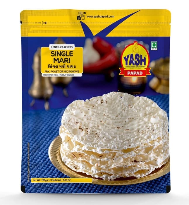 Yash Papad Single Mari Without Hing 200g - Snacks
